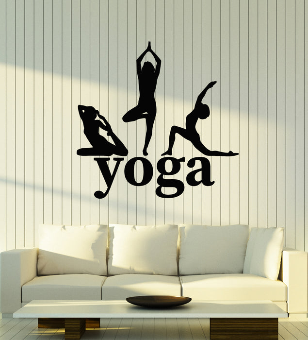 Vinyl Wall Decal Yoga Woman Pose Strength Mediation Zen Balance Stickers Mural (g2895)