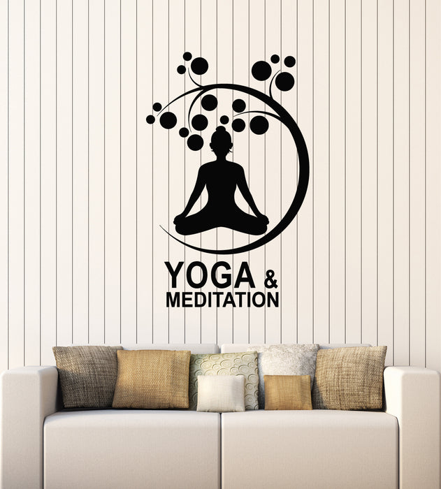 Vinyl Wall Decal Meditation Room Girl Lotus Pose Yoga Studio Stickers Mural (g3823)