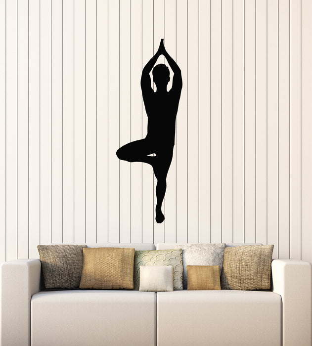 Vinyl Wall Decal Yoga Studio Yoga Pose Meditation Human Body Stickers Mural (g2839)