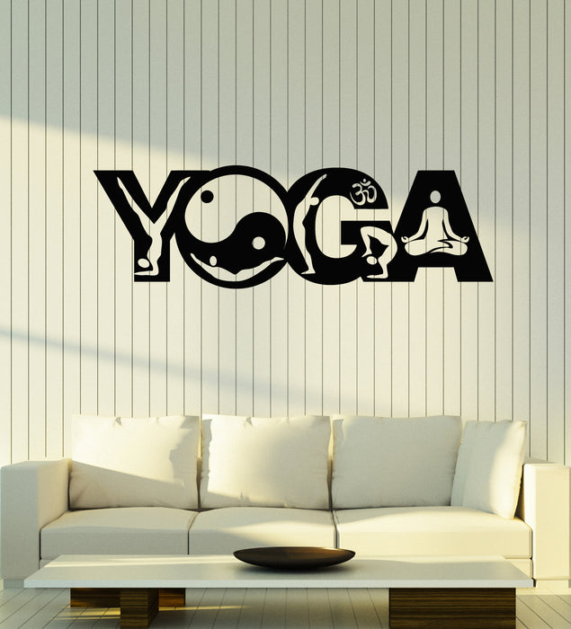 Vinyl Wall Decal Yoga Studio Logo Yin-Yang Meditation Pose Stickers Mural (g4148)