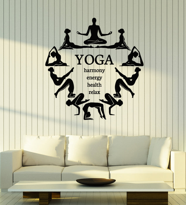 Vinyl Wall Decal Yoga Center Harmony Energy Health Relax Decor Stickers Mural (g6816)