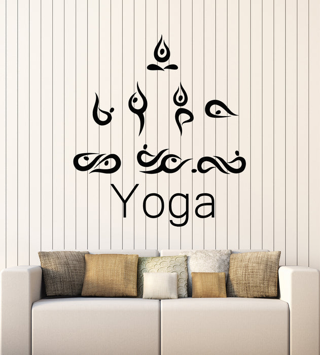 Vinyl Wall Decal Zen Yoga Center Icons Lotus Pose Meditation Stickers Mural  (g2384)