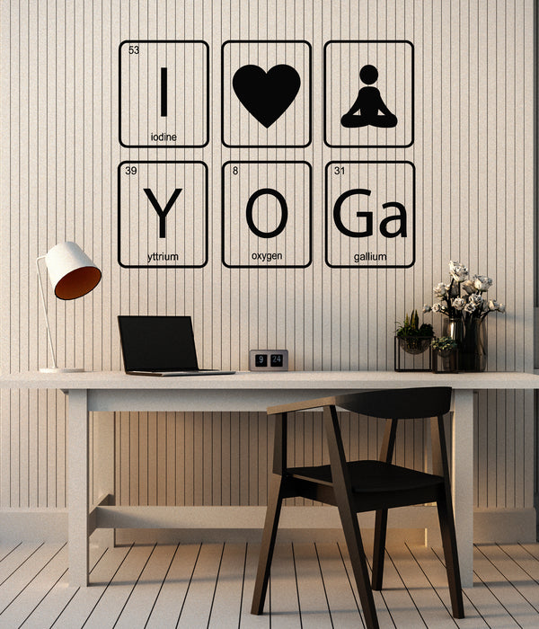 Vinyl Wall Decal I Love Meditation Yoga Room Periodic Table Stickers Mural (g7625)