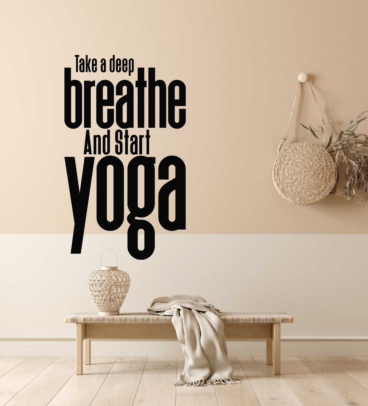 Vinyl Wall Decal Quote Yoga Start Breathe Meditation Room Stickers Mur ...