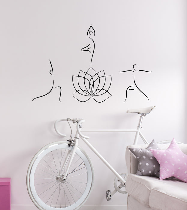Vinyl Wall Decal Yoga Center Abstract Lotus Breath Zen Meditate Stickers Mural (g7875)