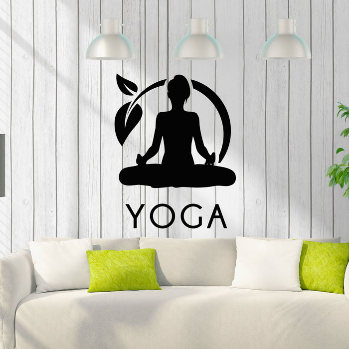 Vinyl Wall Decal Sprout Yoga Girl Lotus Pose Meditation Stickers Mural (g8097)