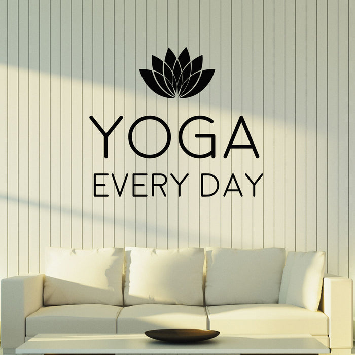 Vinyl Wall Decal Meditating Room Phrase Yoga Every Day Lotus Flower Stickers Mural (g8340)
