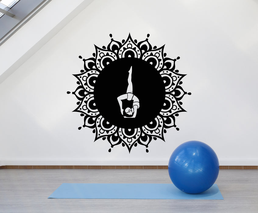 Vinyl Wall Decal Circle Ornament Mandala Yoga Pose Meditation Room Stickers Mural (g3850)