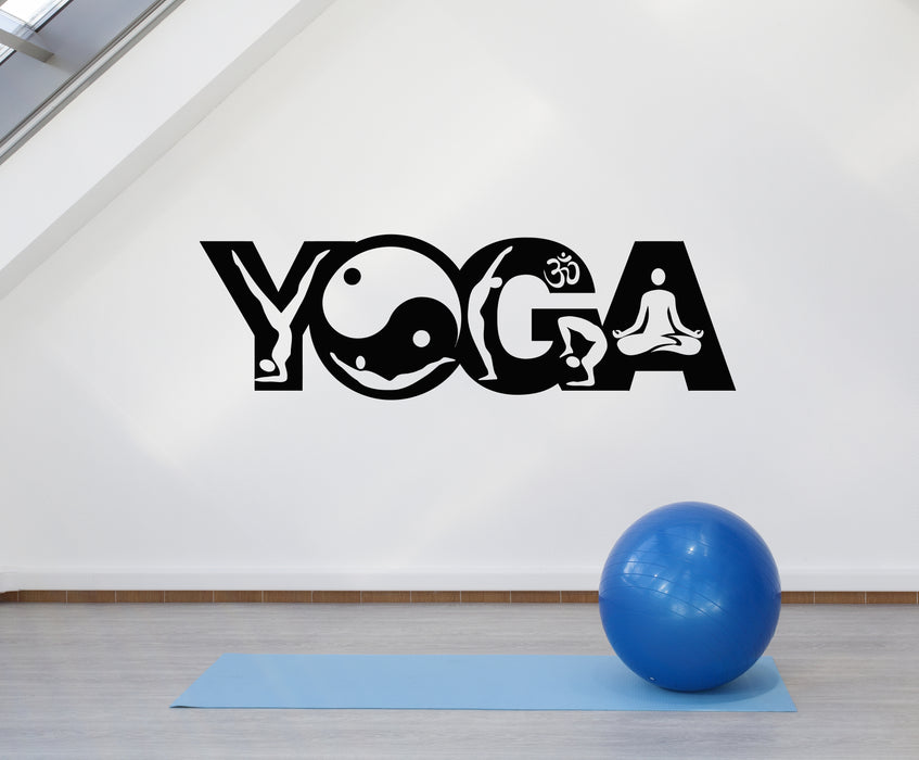 Vinyl Wall Decal Yoga Studio Logo Yin-Yang Meditation Pose Stickers Mural (g4148)
