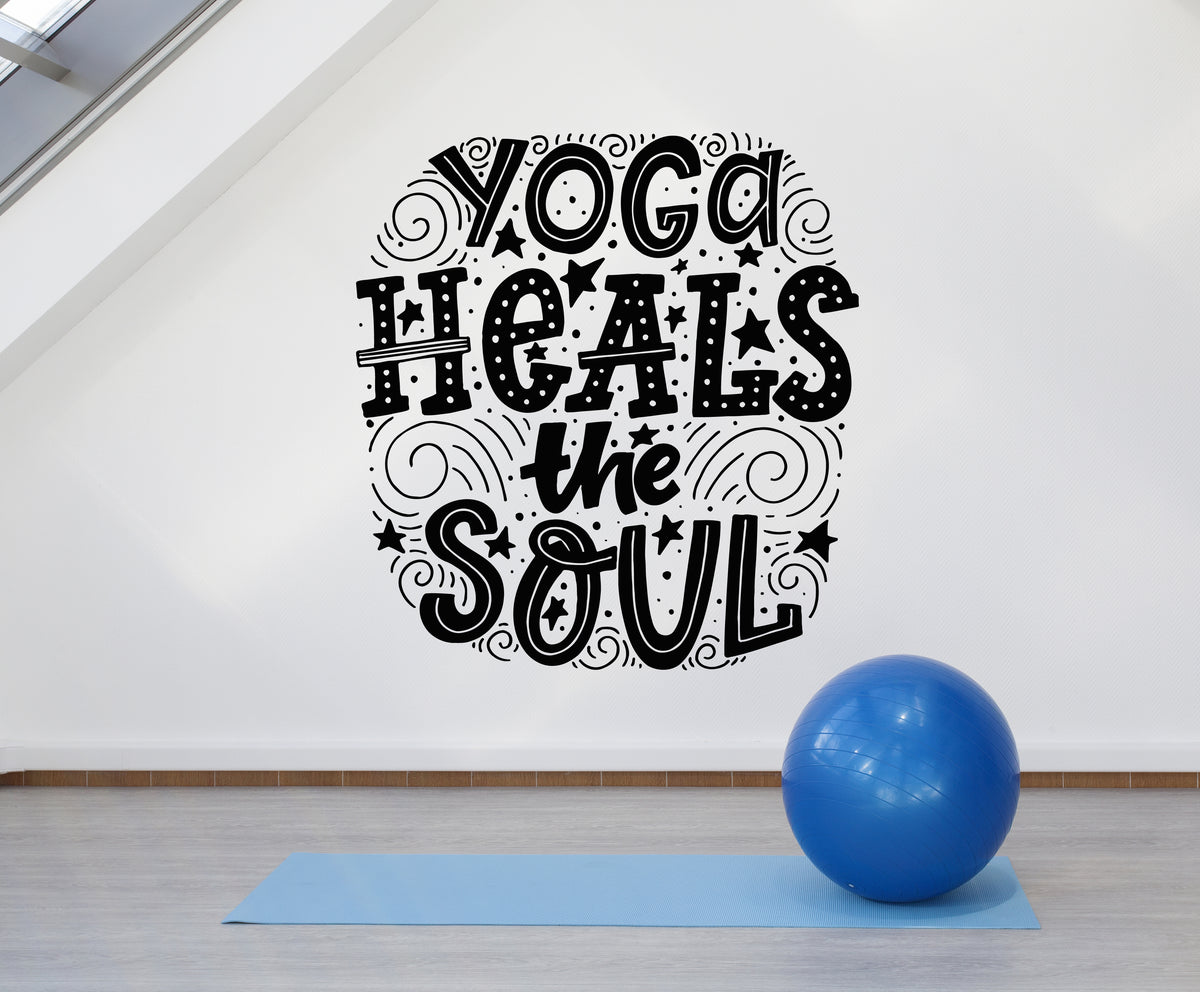 Vinyl Wall Decal Yoga Health The Soul Inspiring Words Meditation Room ...