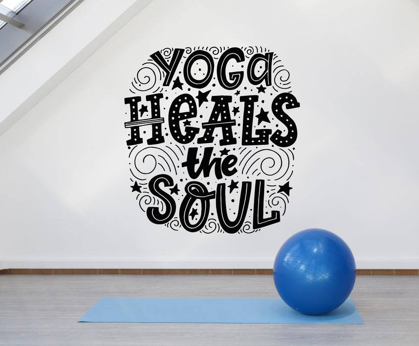 Vinyl Wall Decal Yoga Health The Soul Inspiring Words Meditation Room Stickers Mural (g4248)