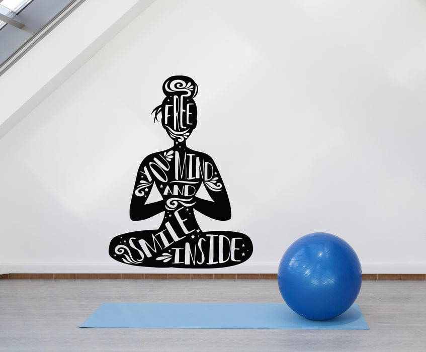 Vinyl Wall Decal Meditation Yoga Studio Inspiring Quote Lotus Pose Stickers Mural (g6457)