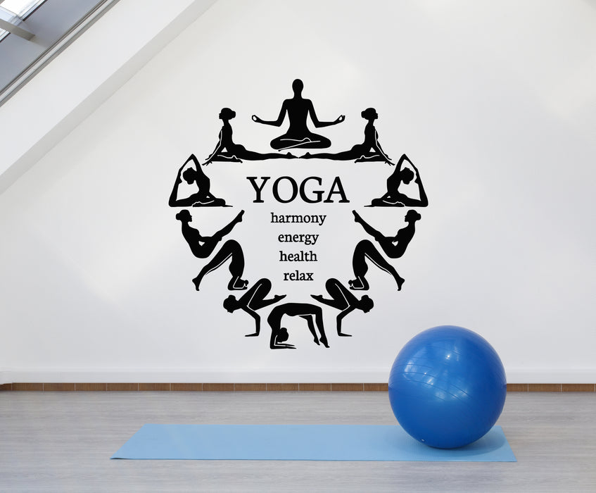 Vinyl Wall Decal Yoga Center Harmony Energy Health Relax Decor Stickers Mural (g6816)