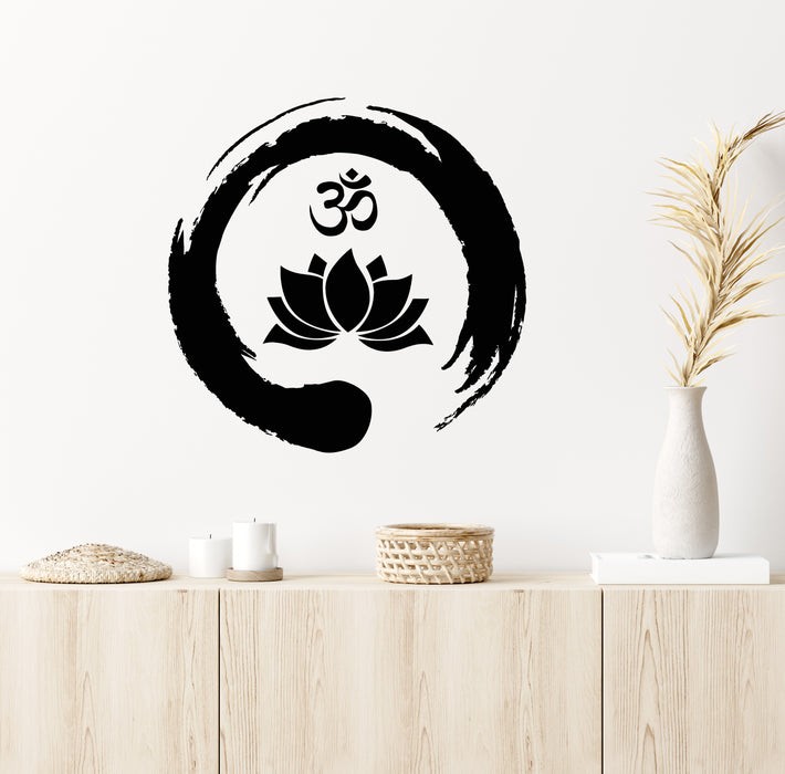 Vinyl Wall Decal Lotus Flower Inside Zen Symbol Om Buddhism Stickers Mural (g7063)