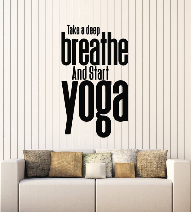 Vinyl Wall Decal Quote Yoga Start Breathe Meditation Room Stickers Mural (g7857)