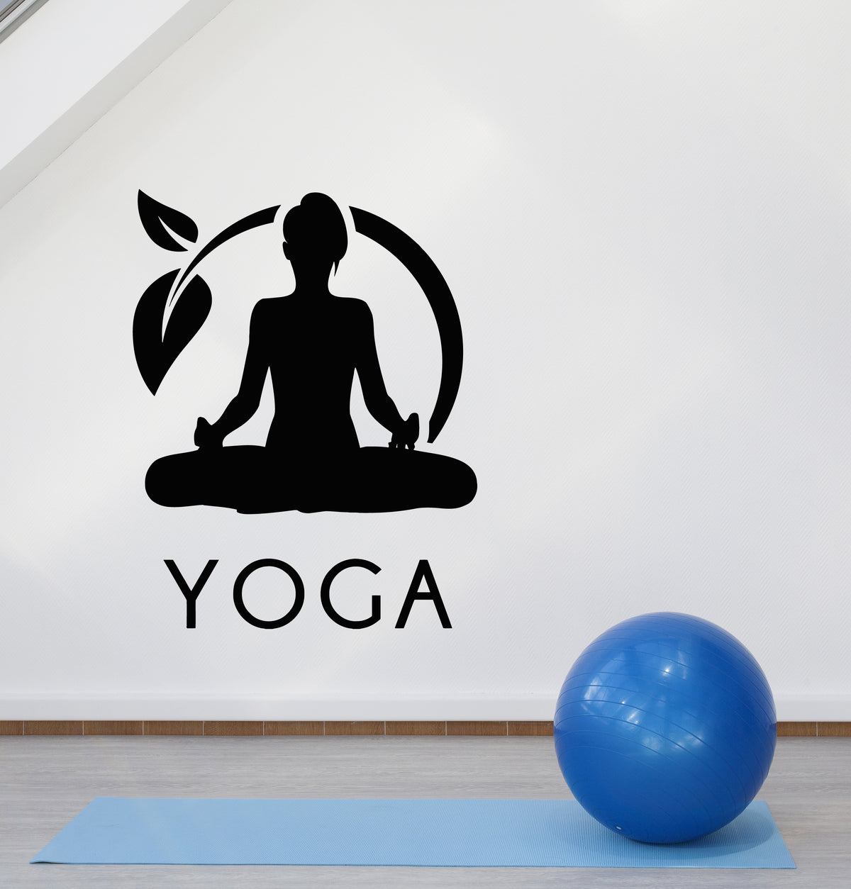 Vinyl Wall Decal Sprout Yoga Girl Lotus Pose Meditation Stickers Mural ...