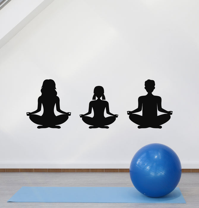 Vinyl Wall Decal Mother Daughter Father Pose Mind Relax Meditation Room Stickers Mural (g8358)