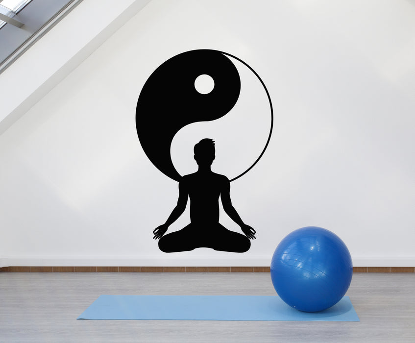 Vinyl Wall Decal Yin Yang Meditation Room Yoga Lotus Pose Stickers Mural (g4952)