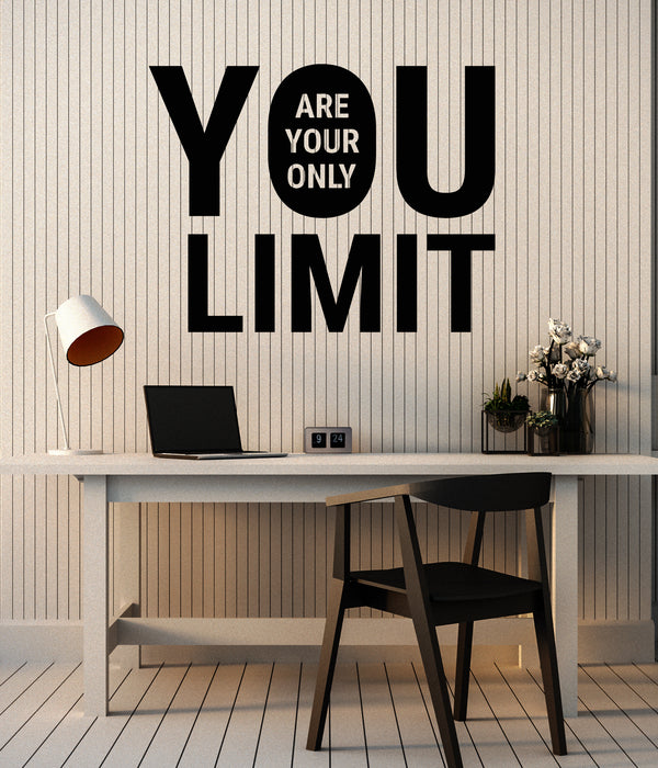 Autocollant mural en vinyle avec lettrage et phrase d'inspiration, votre seule limite, autocollants muraux (g6703)