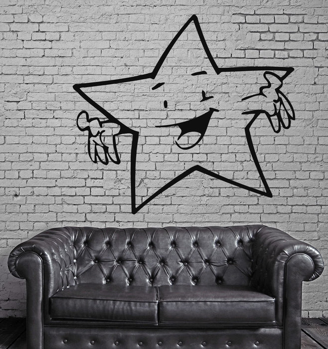Sticker mural en vinyle avec motif d'étoiles drôles pour enfants et bébés z022
