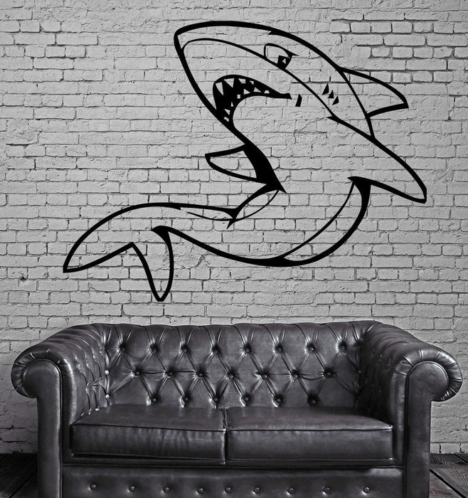 Shark Fish Funny Animal Kids Mural Mural Wall Art Decor Vinyl Sticker Unique Gift z050