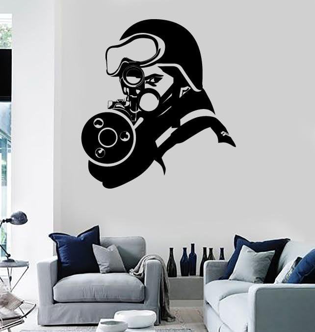 Wall Stickers Vinyl Decal Sniper Warrior Military Soldier Unique Gift z1070