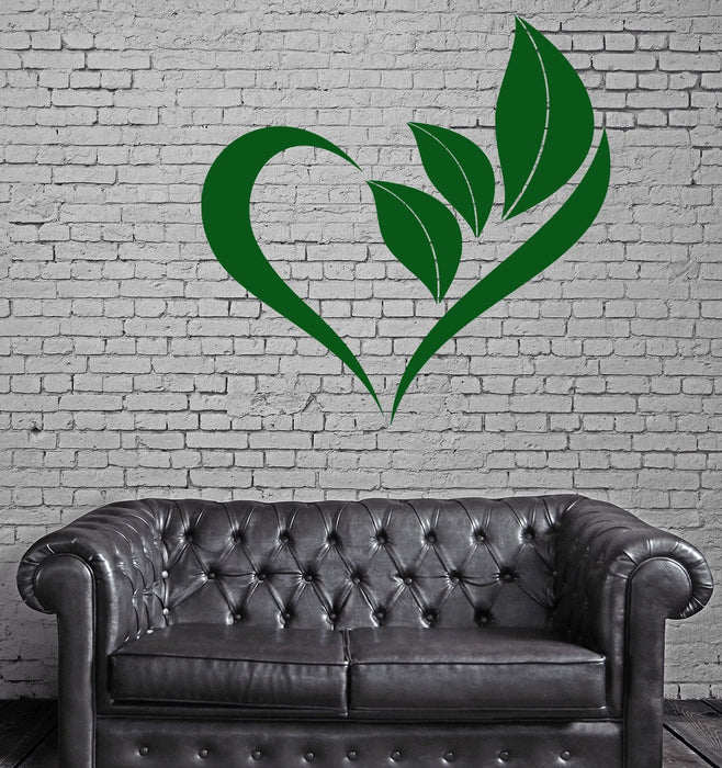 Heart Love To Green Leafs Tree Flower Nature Wall Sticker Vinyl Decal (z1120)