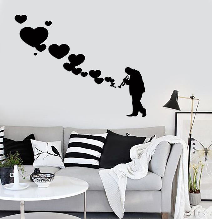 Wall Sticker Hearts Love Jazz Romantic Music for Bedroom Unique Gift z1256