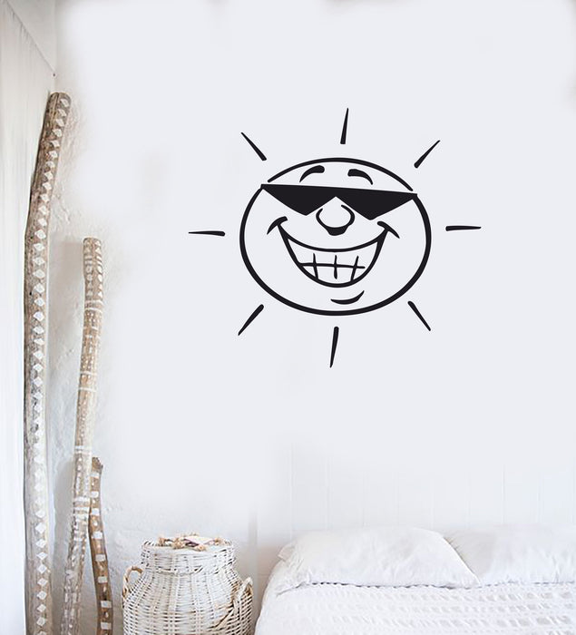 Wall Vinyl Sticker Decal Funny Sun in Sunglasses Summer Beach House Decor Unique Gift (z129)
