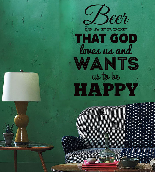 Wall Sticker Quotes Words Inspire Beer Is A Proof That God Loves Us  Unique Gift z1463