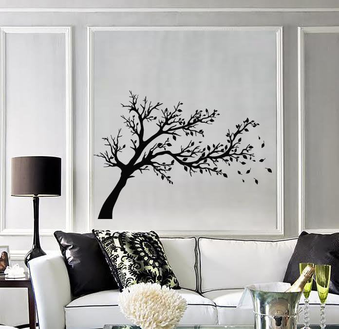 Vinyl Decal Wall Stickers Tree Branch Wind Fall Leafs Floral Decor (z1610)