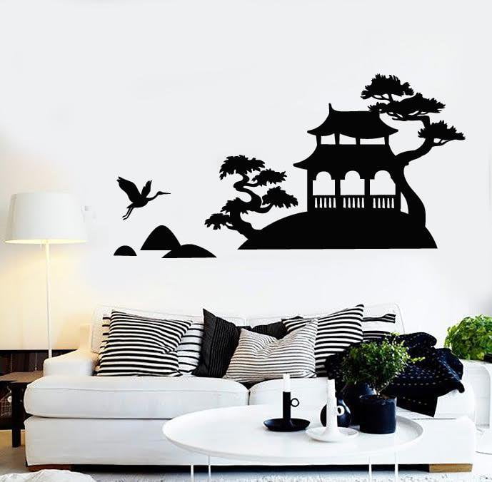 Vinyl Decal Wall Stickers Villa Vacation House With Trees Cool Decor (z1617)