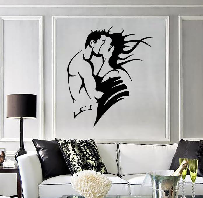 Vinyl Decal Wall Stickers Kissing Romantic Couple I Love You Decor Kiss (z1653)