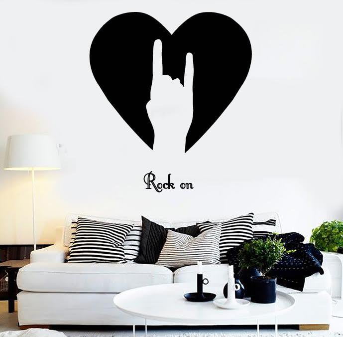 Vinyl Wall Stickers Rock ON Rock-n-Roll Sign of Horn Music Decor (z1672)