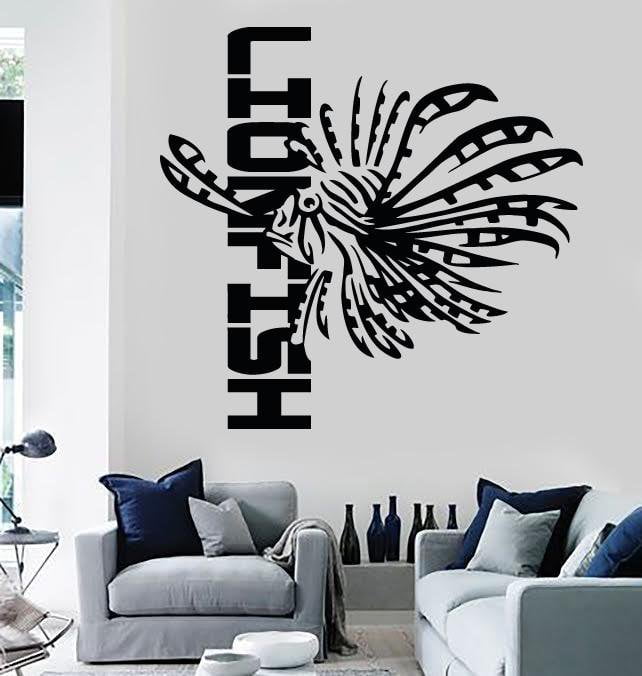 Wall Stickers Vinyl Fish Ocean Lionfish Marine Decor For Living Room ...