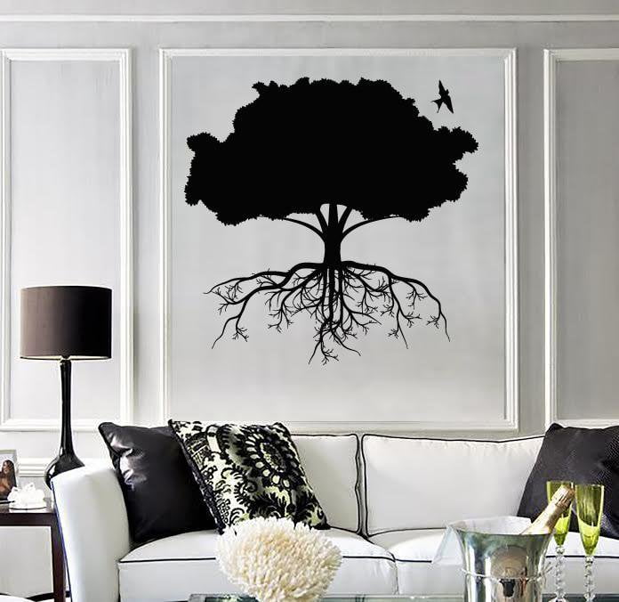 Wall Stickers Vinyl Decal Tree Roots Branches Birds Floral Decor (z1721)