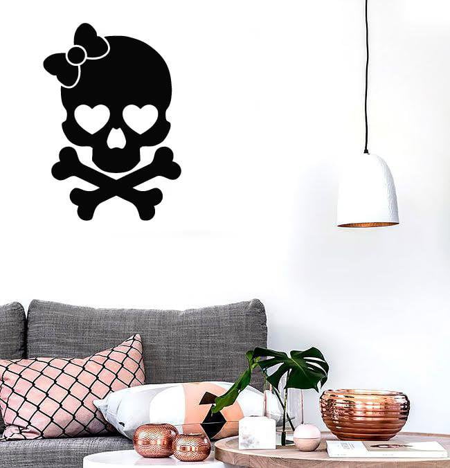 Wall Stickers Vinyl Decal Skull And Bones Girl Funny Cute Decor (z1754)