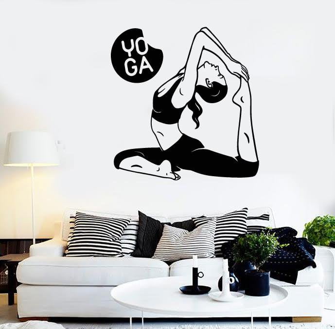 Wall Stickers Vinyl Decal Yoga Pose Woman Fitness Sport Decor (z1823)