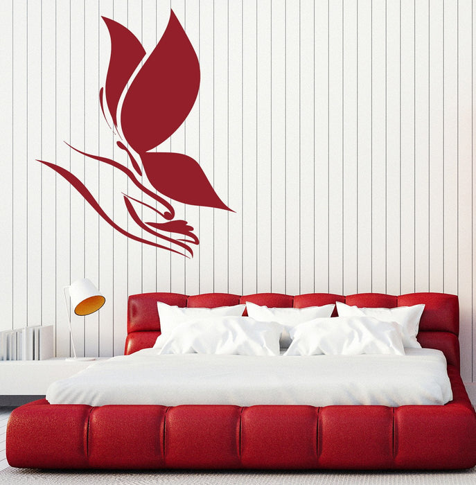 Autocollants muraux en vinyle pour décoration de chambre à coucher, motif mains, paumes, papillons, cadeau unique (z2008)