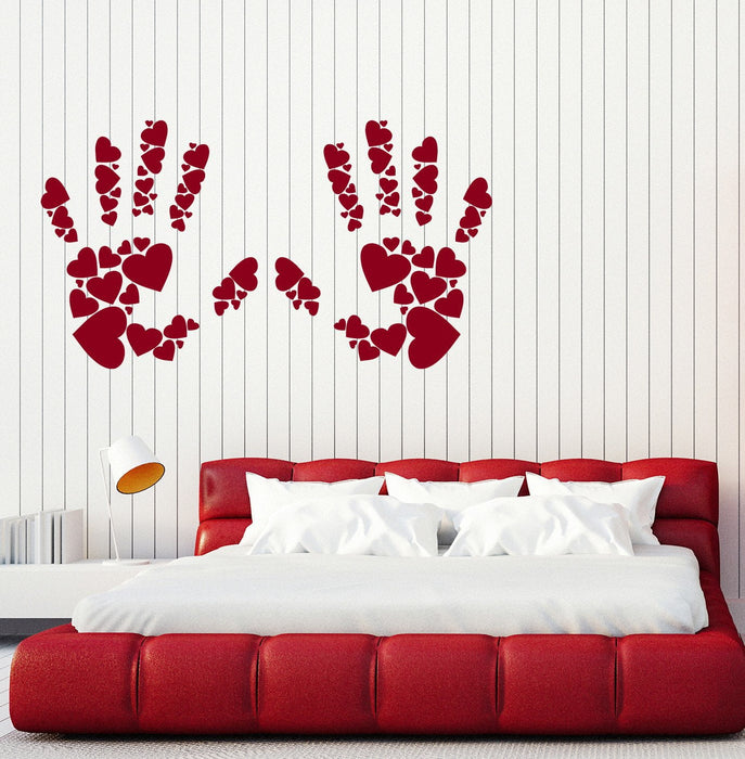 Large Wall Stickers Vinyl Decal Hands Palms Print Hearts Romantic Decor Unique Gift (z2028)