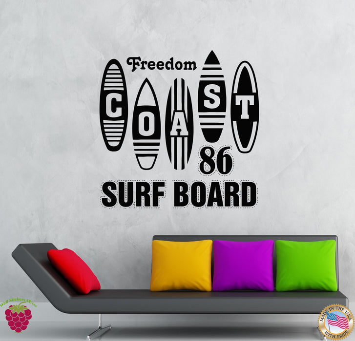 Wall Stickers Vinyl Decal Freedom Surfboard Surfing Ocean Water Sport Unique Gift (z2045)