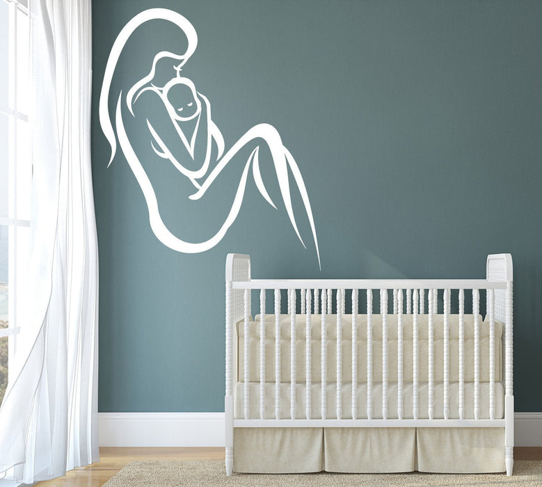 Autocollants muraux en vinyle pour décoration de chambre à coucher, cadeau unique, mère et bébé (z2049)
