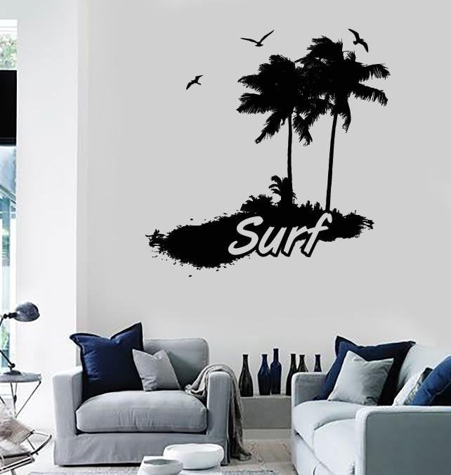 Wall Stickers Vinyl Decal Surf Surfing Palms Summer Vacation Unique Gift (z2051)