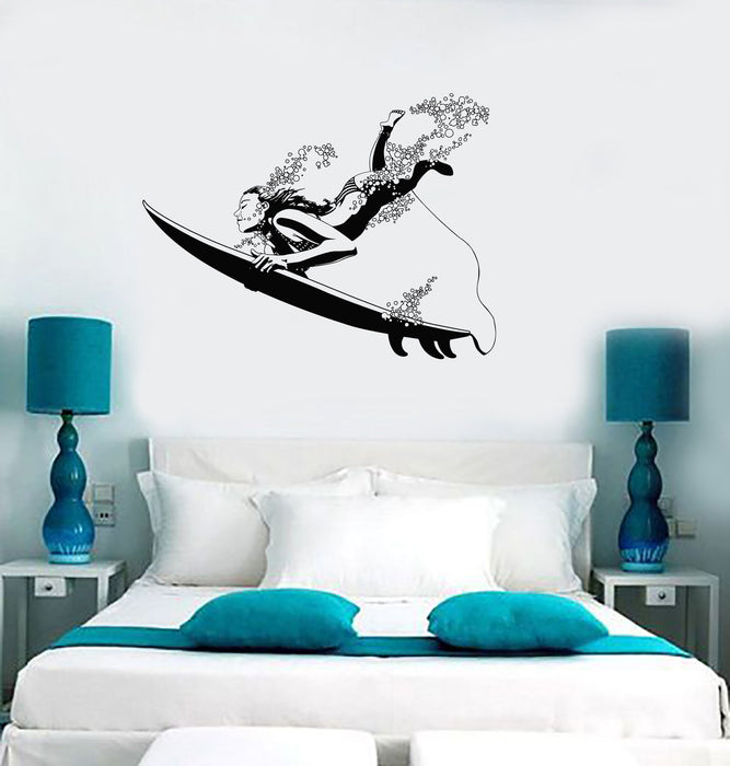 Decal Wall Vinyl Ocean Surfing Surf Girl Beach Vacation Decor Unique Gift z2168