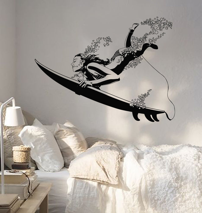 Decal Wall Vinyl Ocean Surfing Surf Girl Beach Vacation Decor Unique Gift z2168