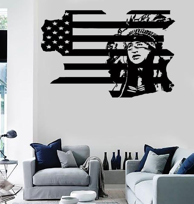 Wall Stickers Vinyl Decal USA Flag US Symbol Indian Stars And Stripes Unique Gift (z2179)