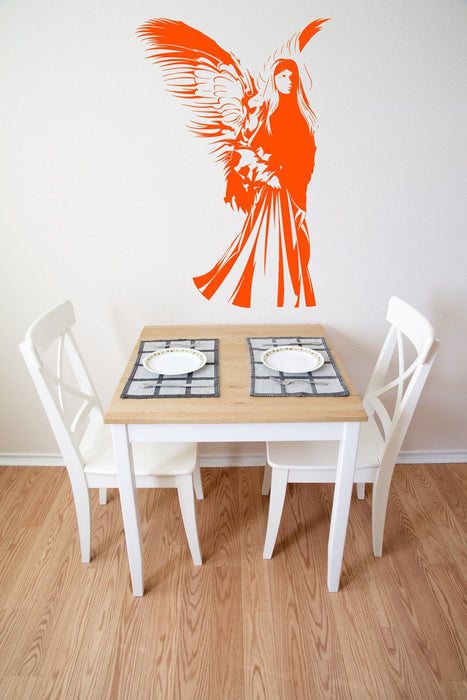 Vinyl Decal Christian Angel With Wings Religion Christianity Religious Decor Wall Sticker Unique Gift (z2241)