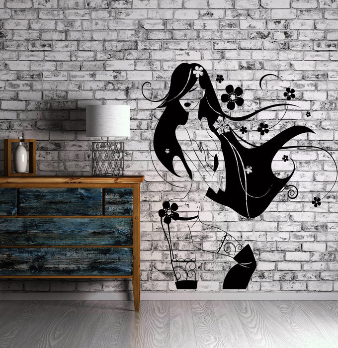 Sexy Hot Naked Teen Woman Girl Flower Decor Wall Stickers Vinyl Decal  (z2256)
