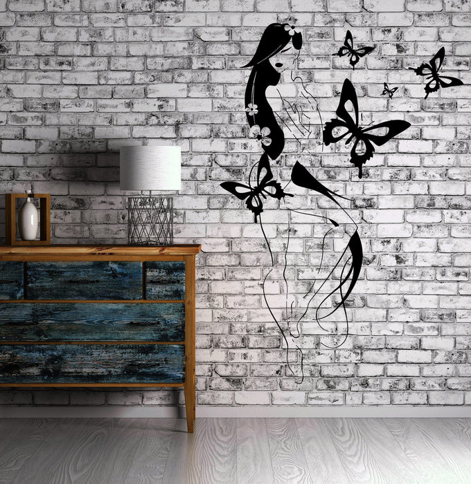 Sexy Hot Naked Girl Butterfly Flower Decor Wall Stickers Vinyl Decal (z2257)