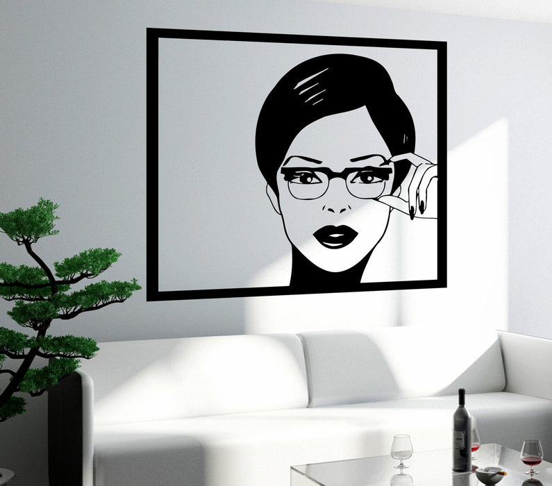 Wall Sticker Sexy Girl Woman Teen In Glasses Pop Art Bedroom Unique Gift (z2588)